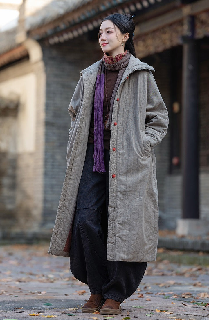 Women's Quilted Cotton Winter Long Coat