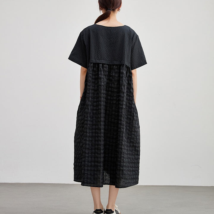 Summer Black Cotton Dress for Women  by Thebesttailor