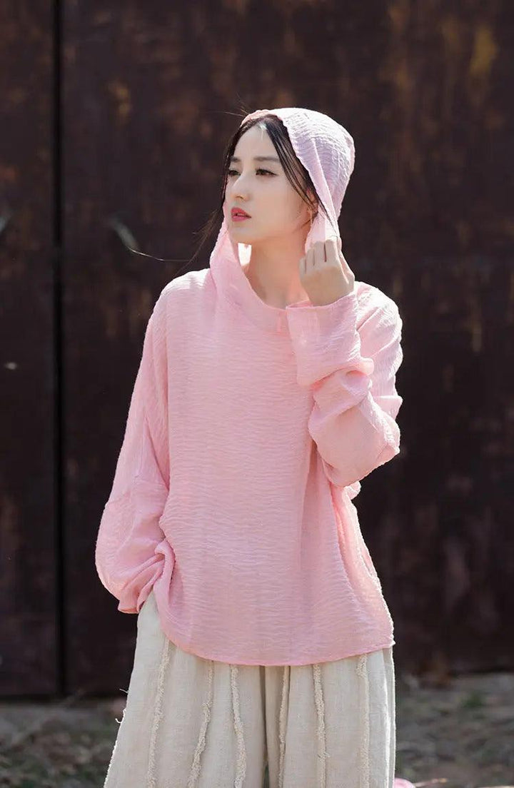 UV Protection Top Sun-Ready Tencel Hooded Tee for Women-Women's Shirt-Thebesttailor-Thebesttailor
