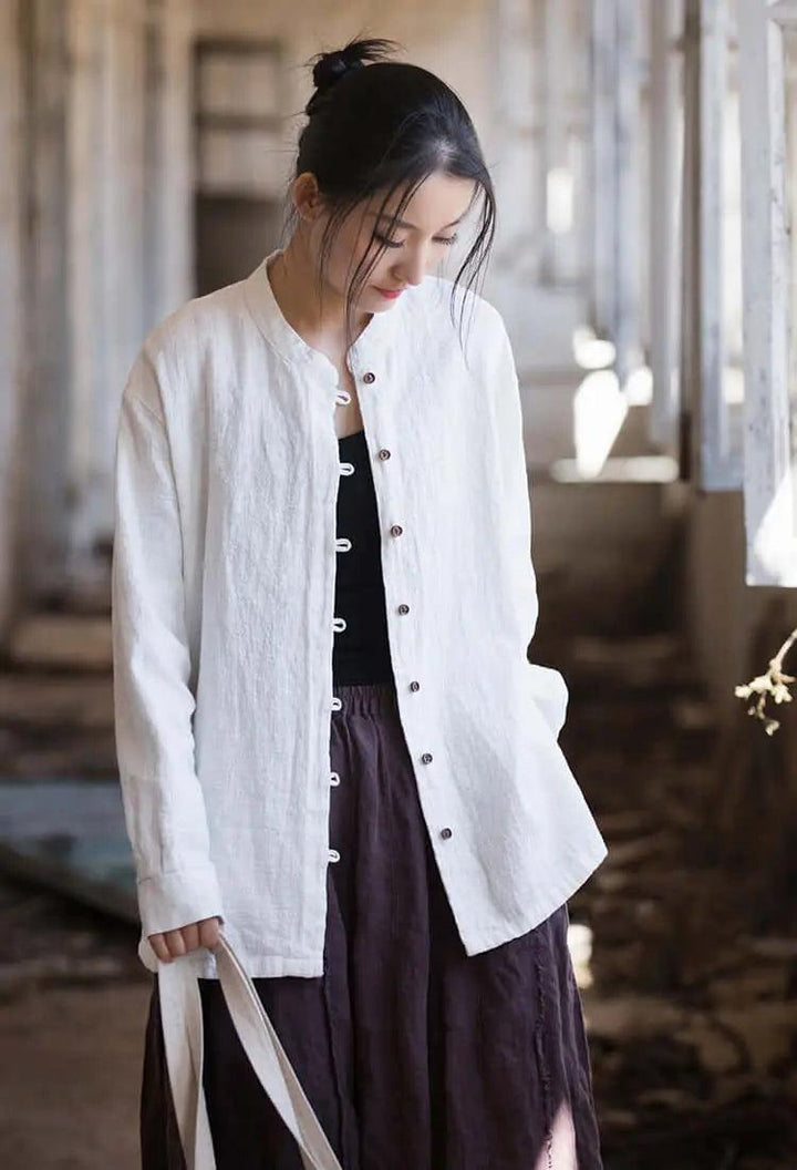 Women's White Linen Blouse