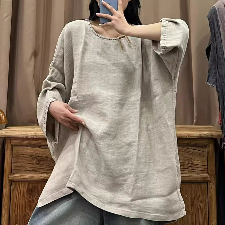 Long Sleeve Linen Blouse for Women