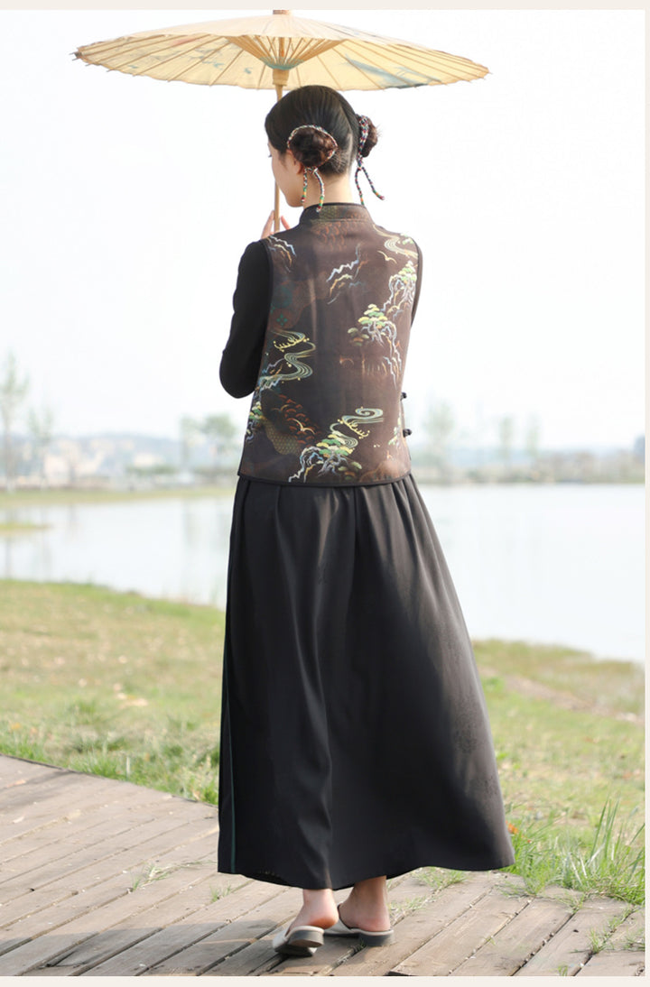 Chinese Style Horse Face Swing Skirt