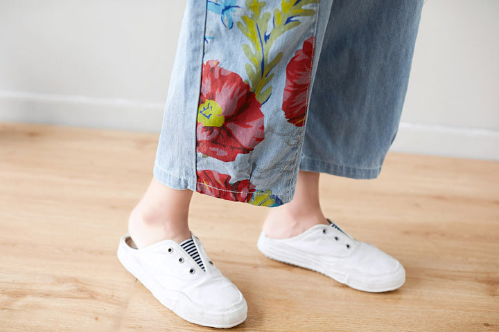 Summer Casual Blue Patchwork Overalls for Women