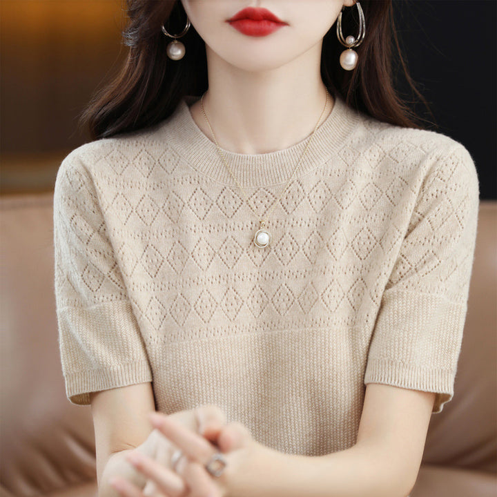 Women's Round Neck Short Sleeve Knit Top