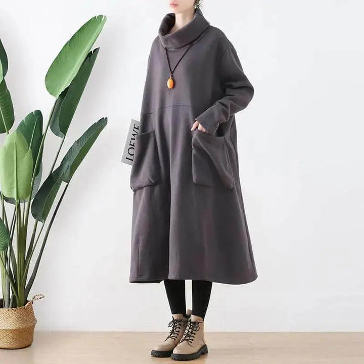 Women's Cotton Dress Elegant Autumn Dress in Black for Women-Women's dress-Thebesttailor-Thebesttailor