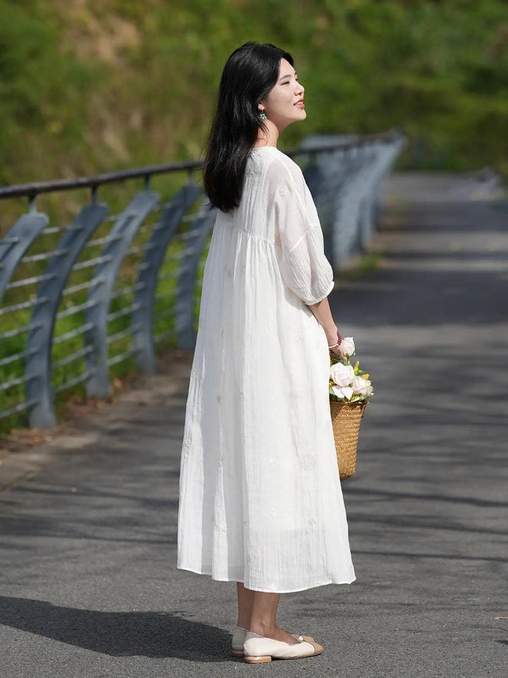 White Linen Maxi Dress