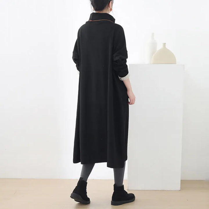 Black Cotton Long Sleeve Dresses