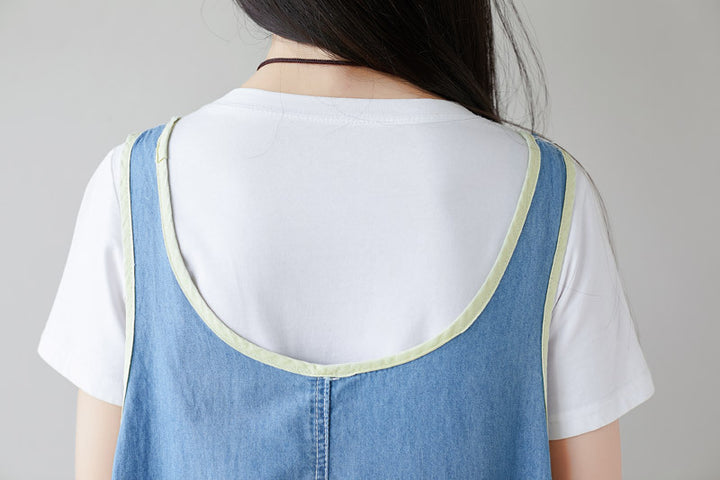 Summer Casual Print Blue Overalls for Women