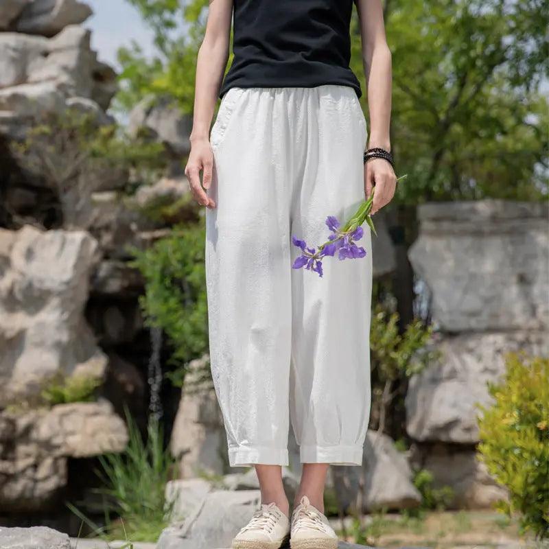 linen pants for woman Bohemian casual tapered pants by Thebesttailor