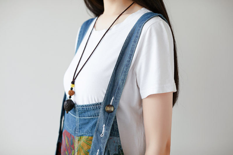 Summer Casual Print Cropped Overalls