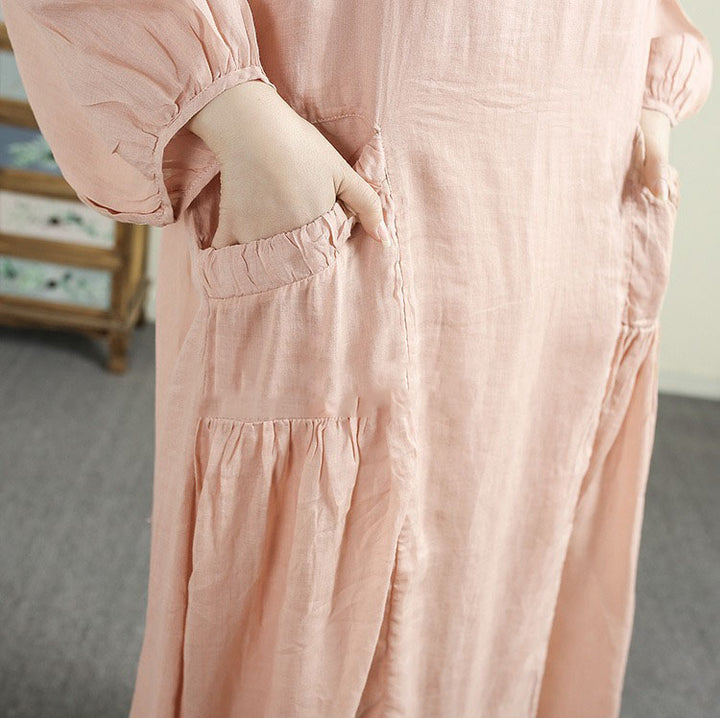 Women Summer Beach Vacation Linen Dress