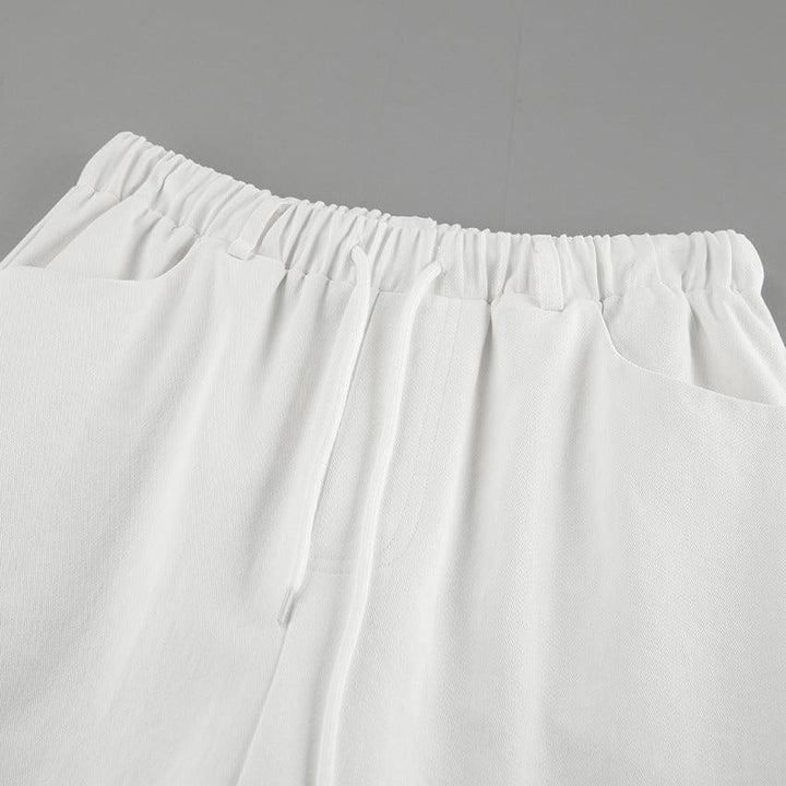 straight pants for women Pure cotton lace-up mid-waist wide-leg pants-Women's pants-Thebesttailor-Thebesttailor