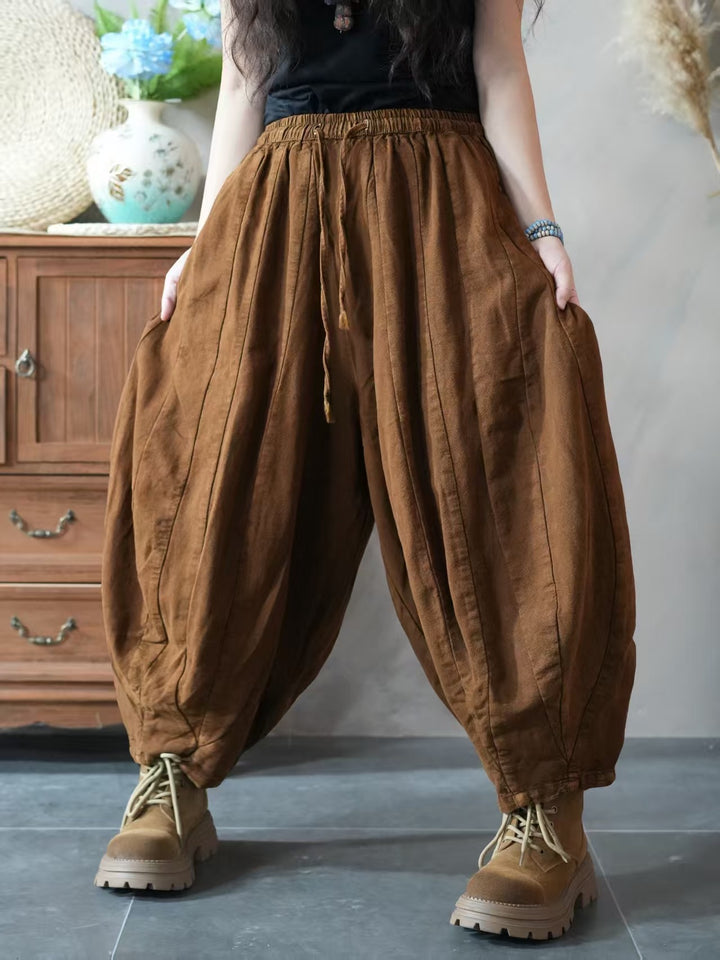 Autumn Linen Casual Original Buttoned Harem Pants