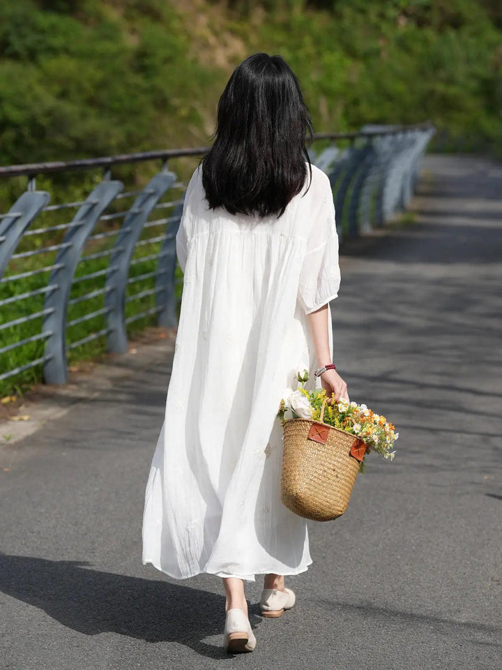 White Linen Maxi Dress