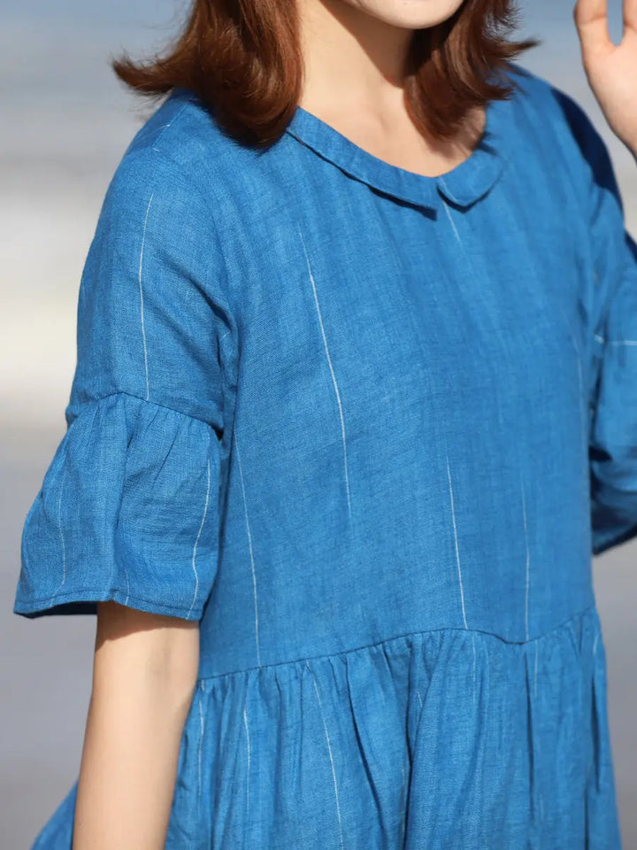 Blue Linen Long Dress
