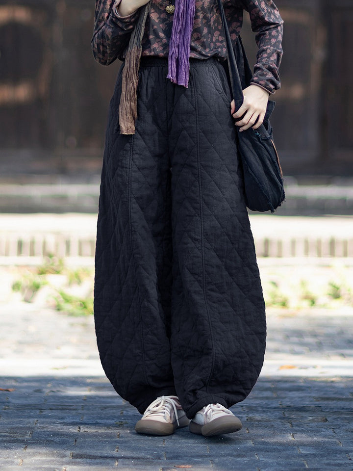 Women's Winter Christmas Quilted Linen Harem Pants