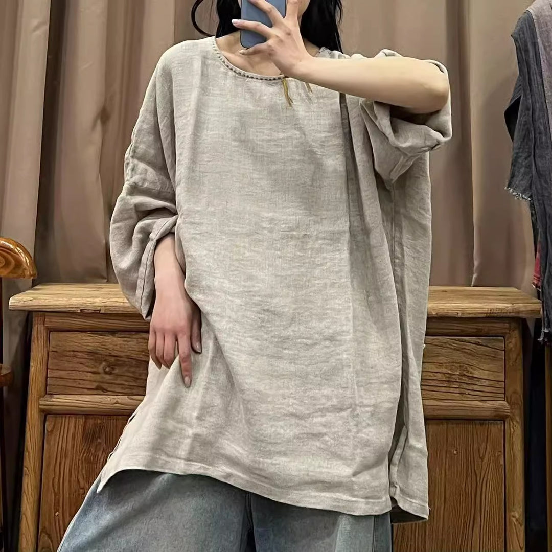 Long Sleeve Linen Blouse for Women