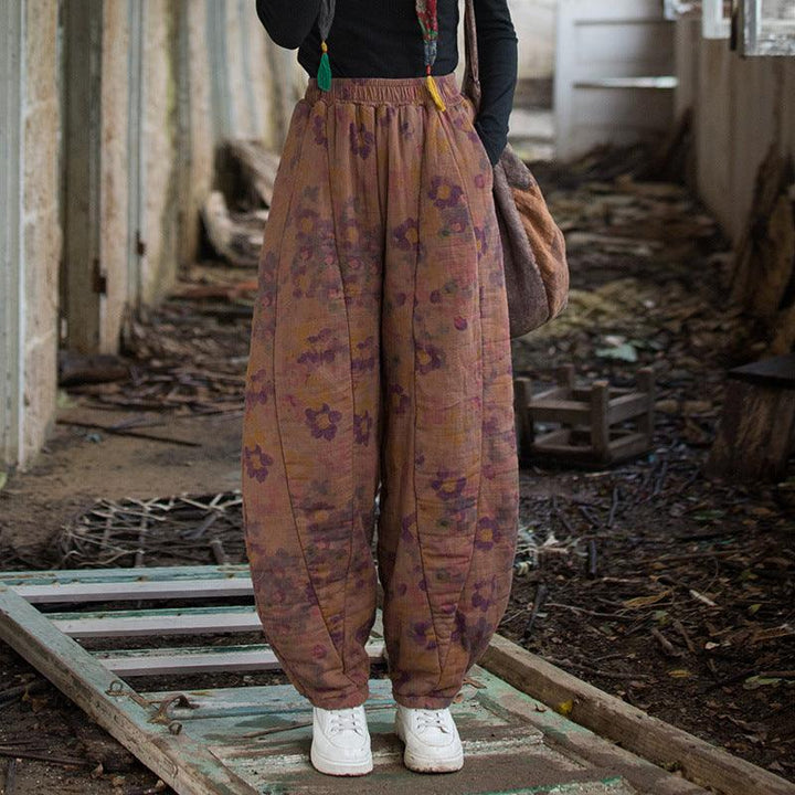 Linen Blend Winter Bloomers for Women - Loose Fit Thick Pants-Women's pants-Thebesttailor-Thebesttailor