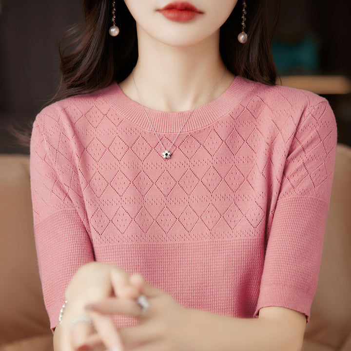 Women's Round Neck Short Sleeve Knit Top