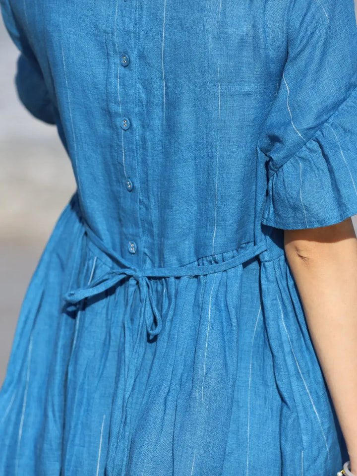 Blue Linen Long Dress