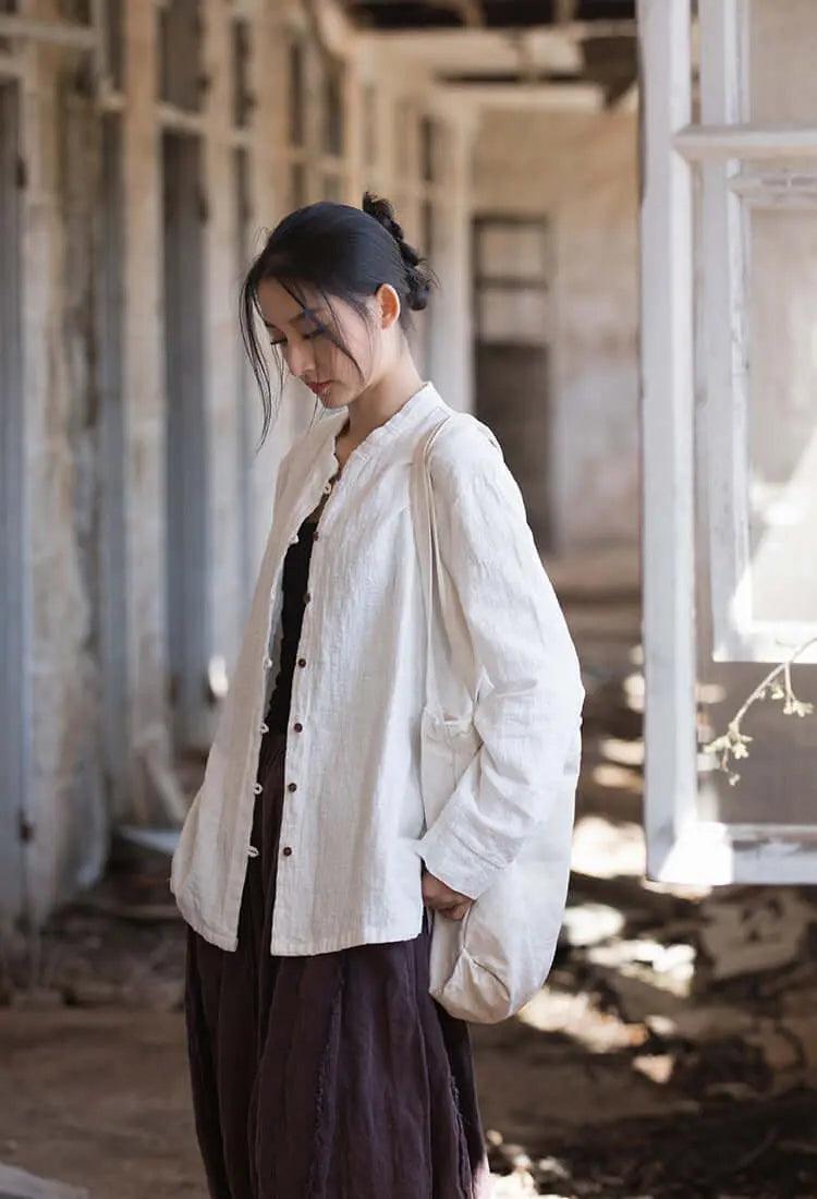 Women's White Linen Blouse