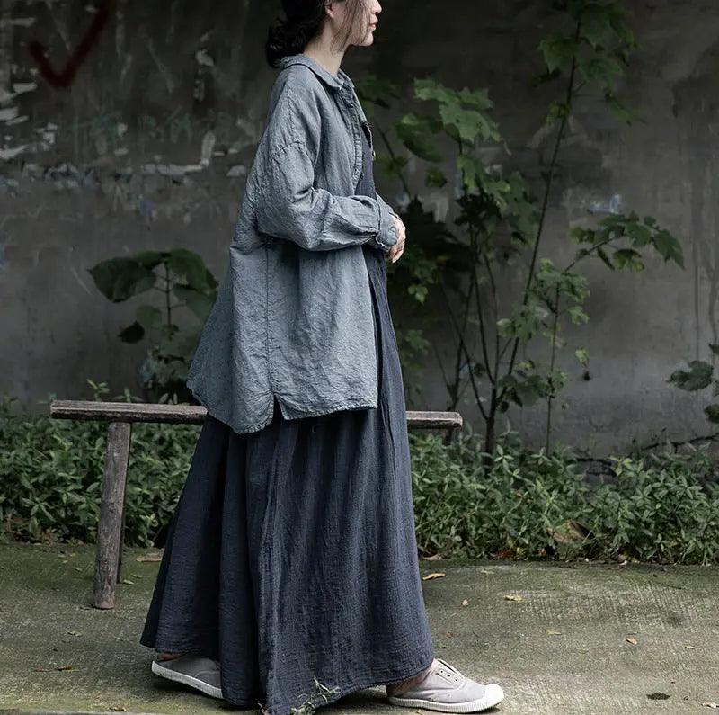 linen cardigan womens Retro Buttoned Loose Fit Cardigan Blouse by Thebesttailor