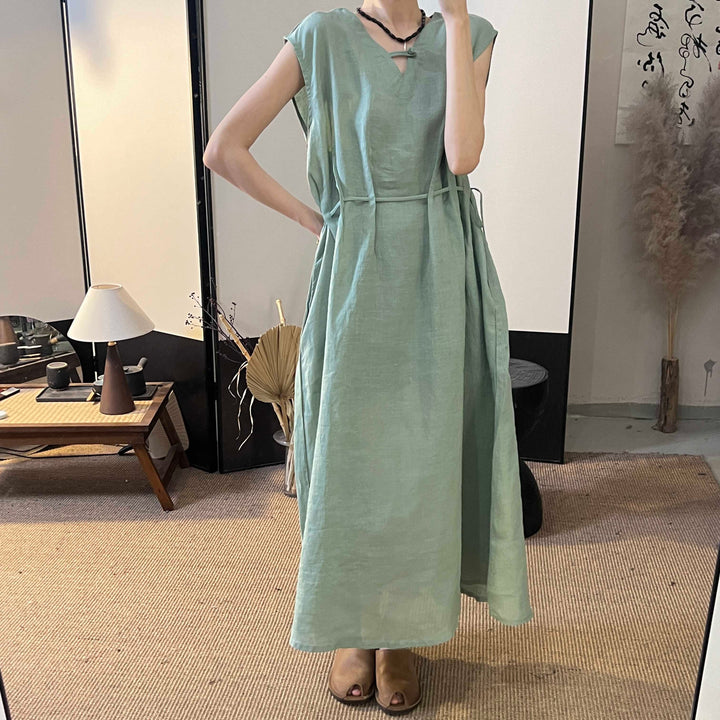 Casual Sleeveless Linen Long Dresses