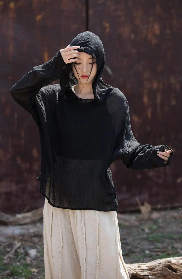 UV Protection Top Sun-Ready Tencel Hooded Tee for Women-Women's Shirt-Thebesttailor-Thebesttailor
