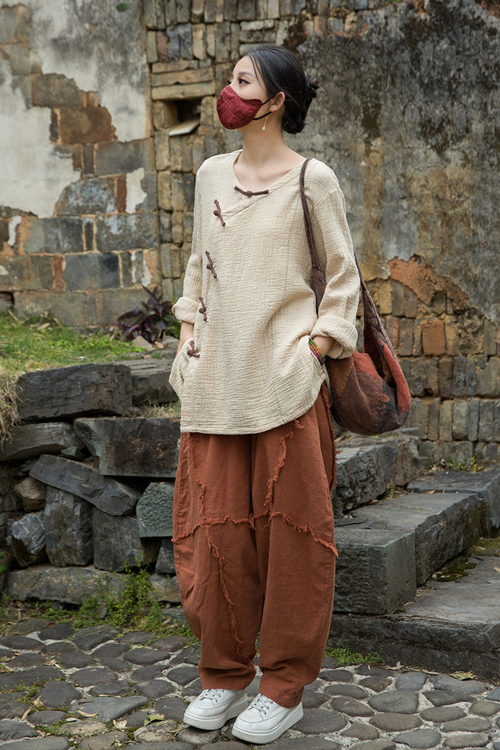 Women's Cotton Zen Meditation T-shirt Oversized Blouses