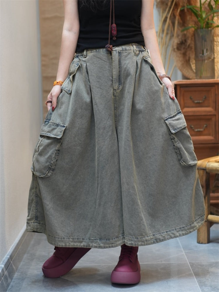 wide leg denim overalls for women by Thebesttailor