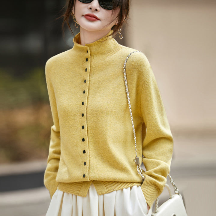 Soft and Warm Wool Button-Up Knit Sweater