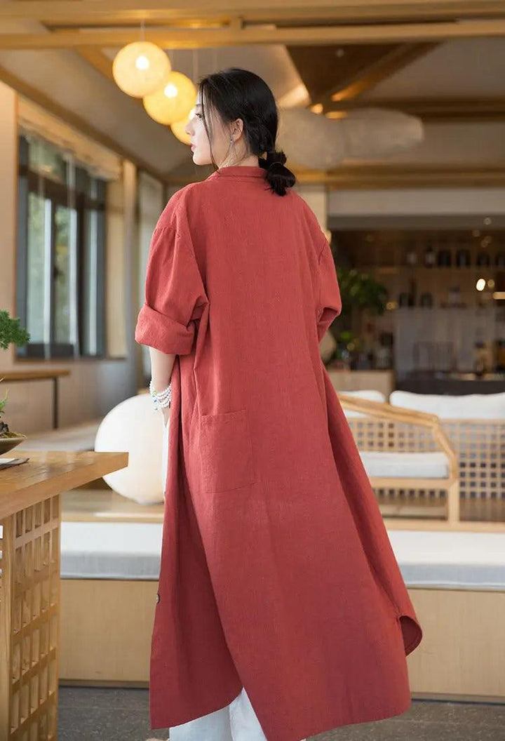 100 linen shirts womens long sleeves blouse womens long sleeve tops-Women's Shirt-Thebesttailor-Thebesttailor