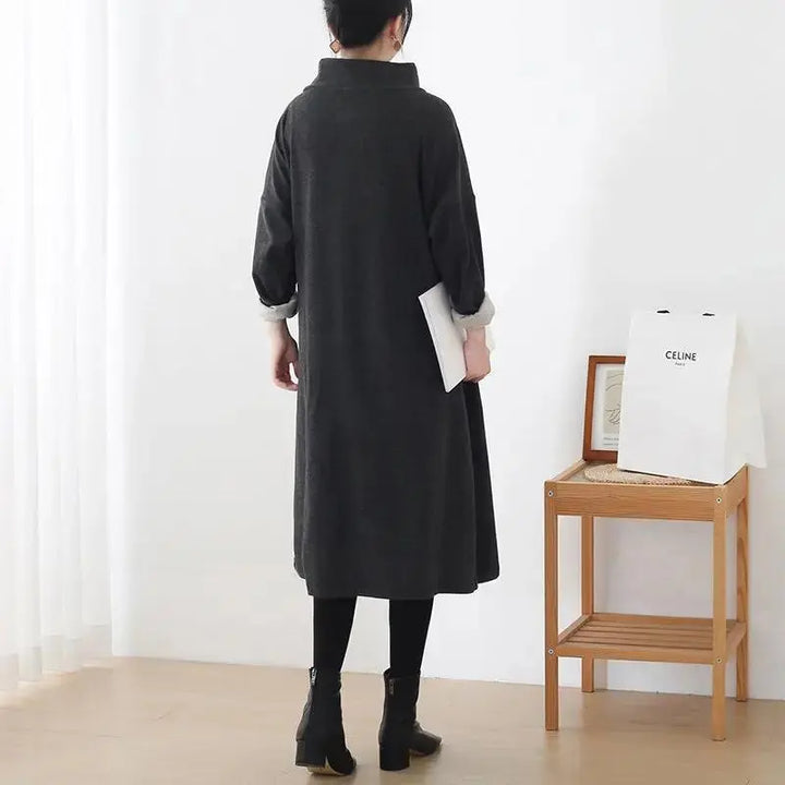 Black Cotton Long Sleeve Dresses