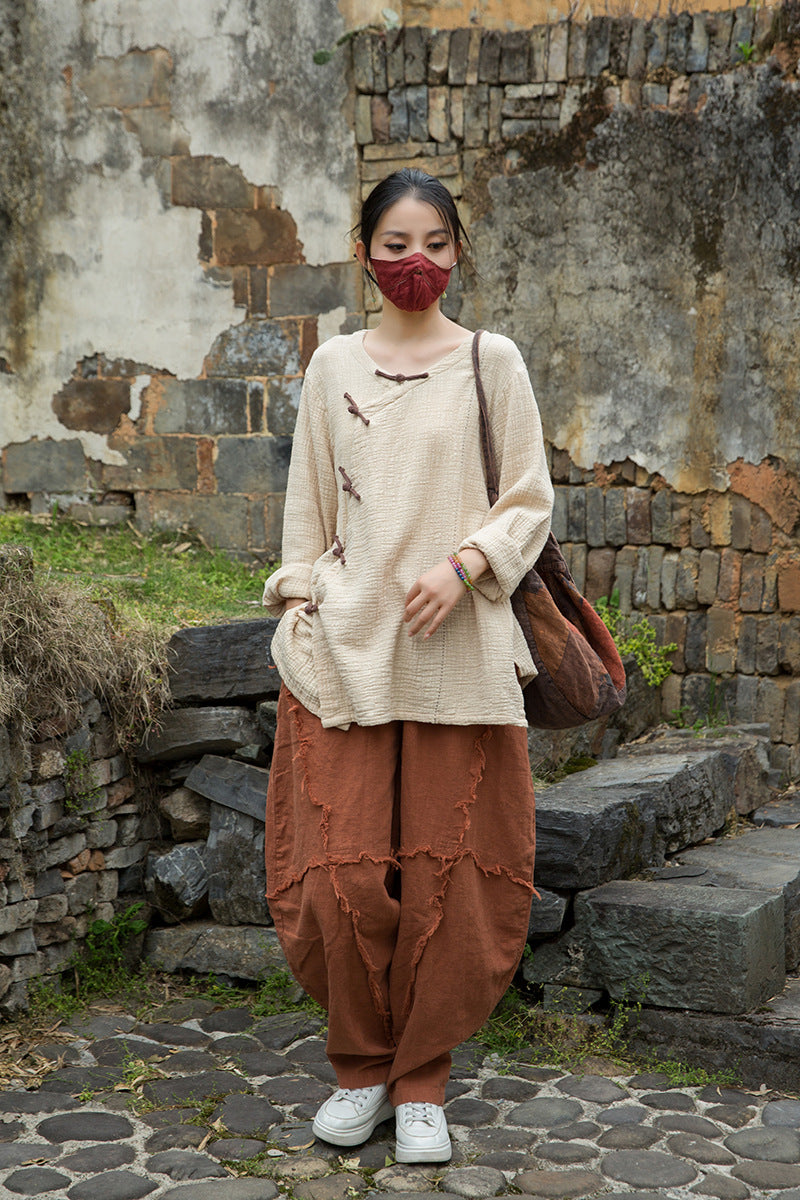 Women's Cotton Zen Meditation T-shirt Oversized Blouses