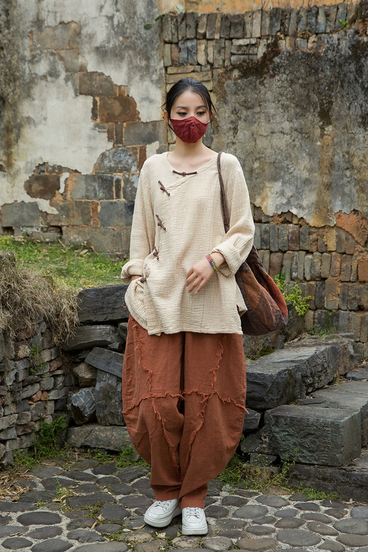 Women's Cotton Zen Meditation T-shirt Oversized Blouses