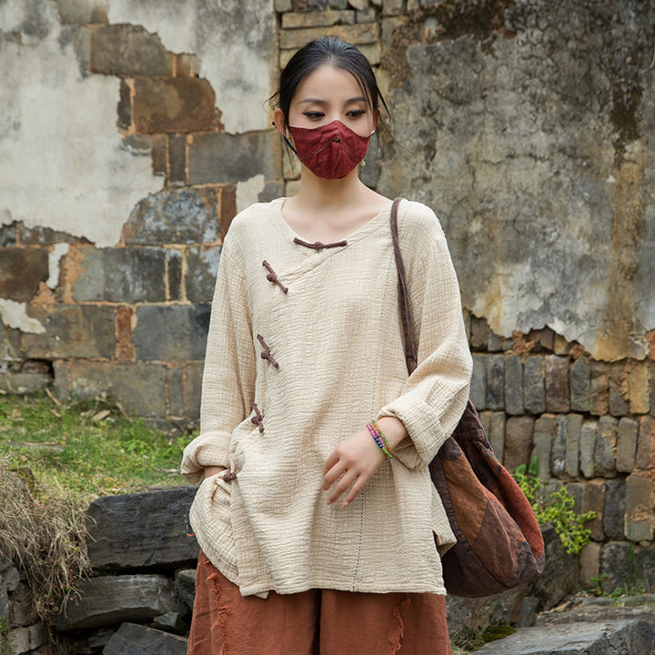Women's Cotton Zen Meditation T-shirt Oversized Blouses