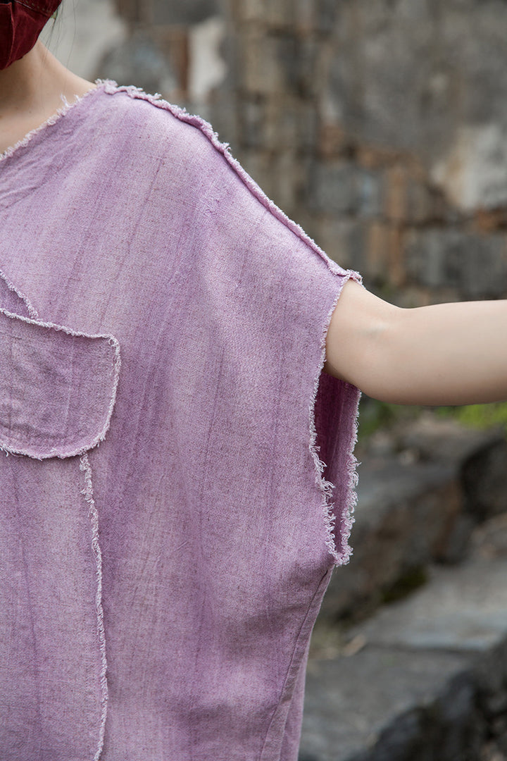 Women's Linen Zen T-Shirt Tie Dye Sand Wash Blouses