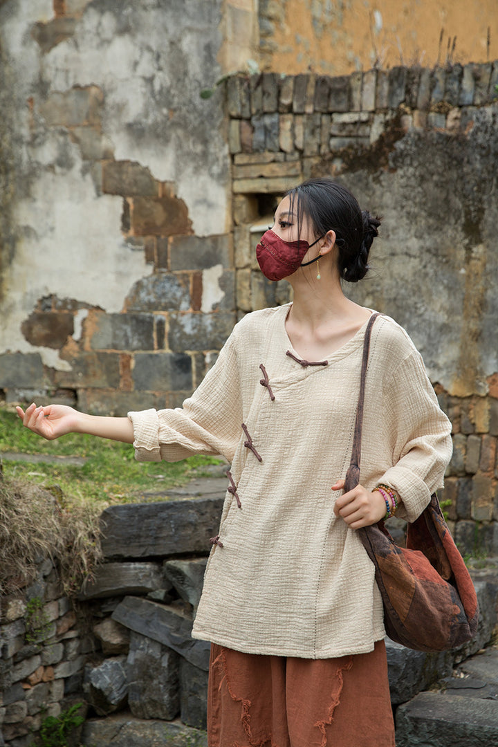 Women's Cotton Zen Meditation T-shirt Oversized Blouses