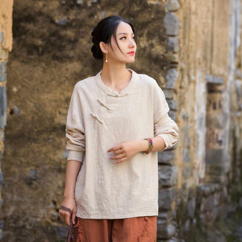 Women's Linen Zen Meditation Long Sleeve Loose Blouses