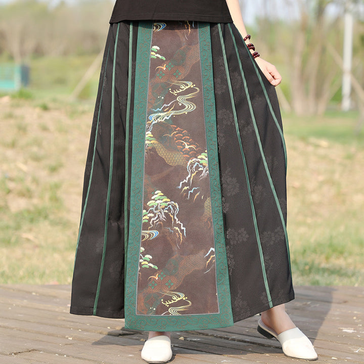 Chinese Style Horse Face Swing Skirt