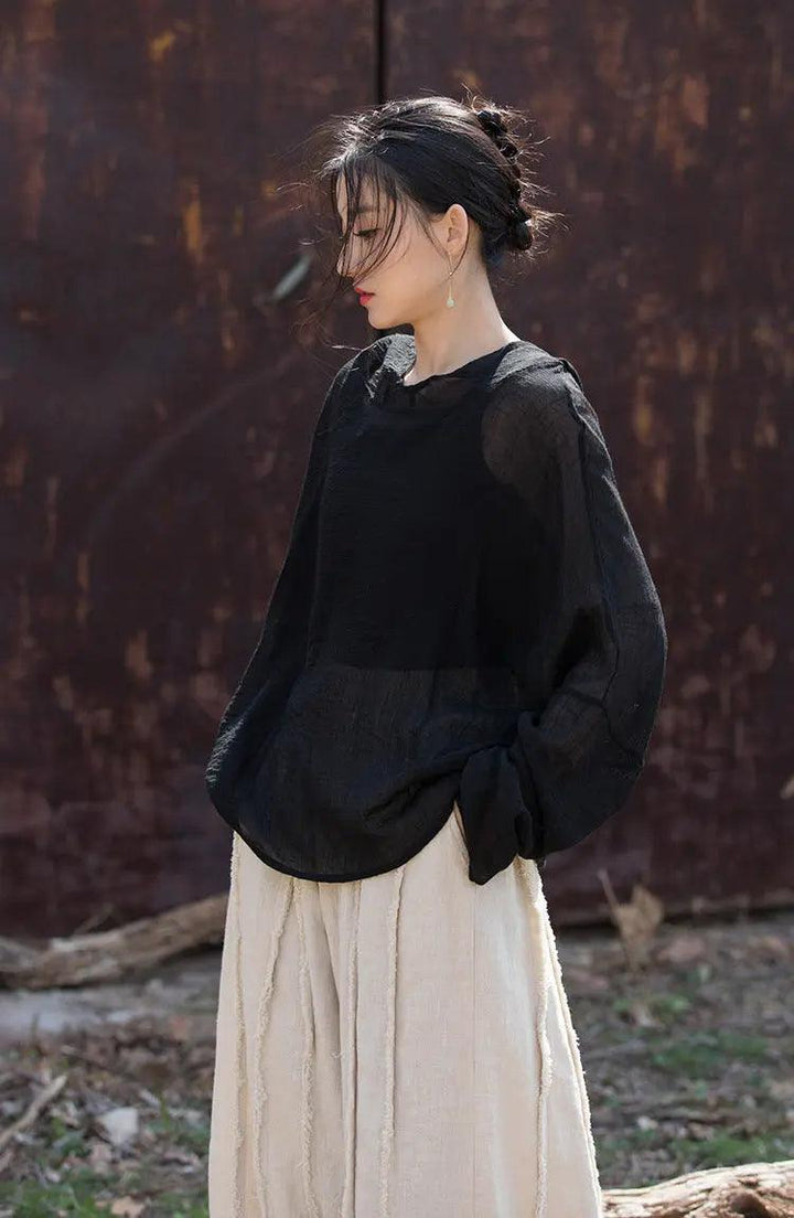 UV Protection Top Sun-Ready Tencel Hooded Tee for Women-Women's Shirt-Thebesttailor-One size-Black-Tencel-Thebesttailor