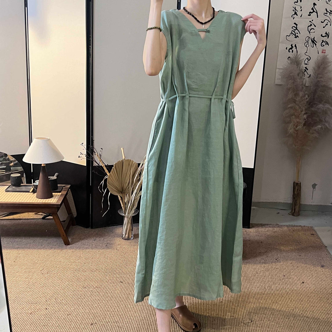 Casual Sleeveless Linen Long Dresses