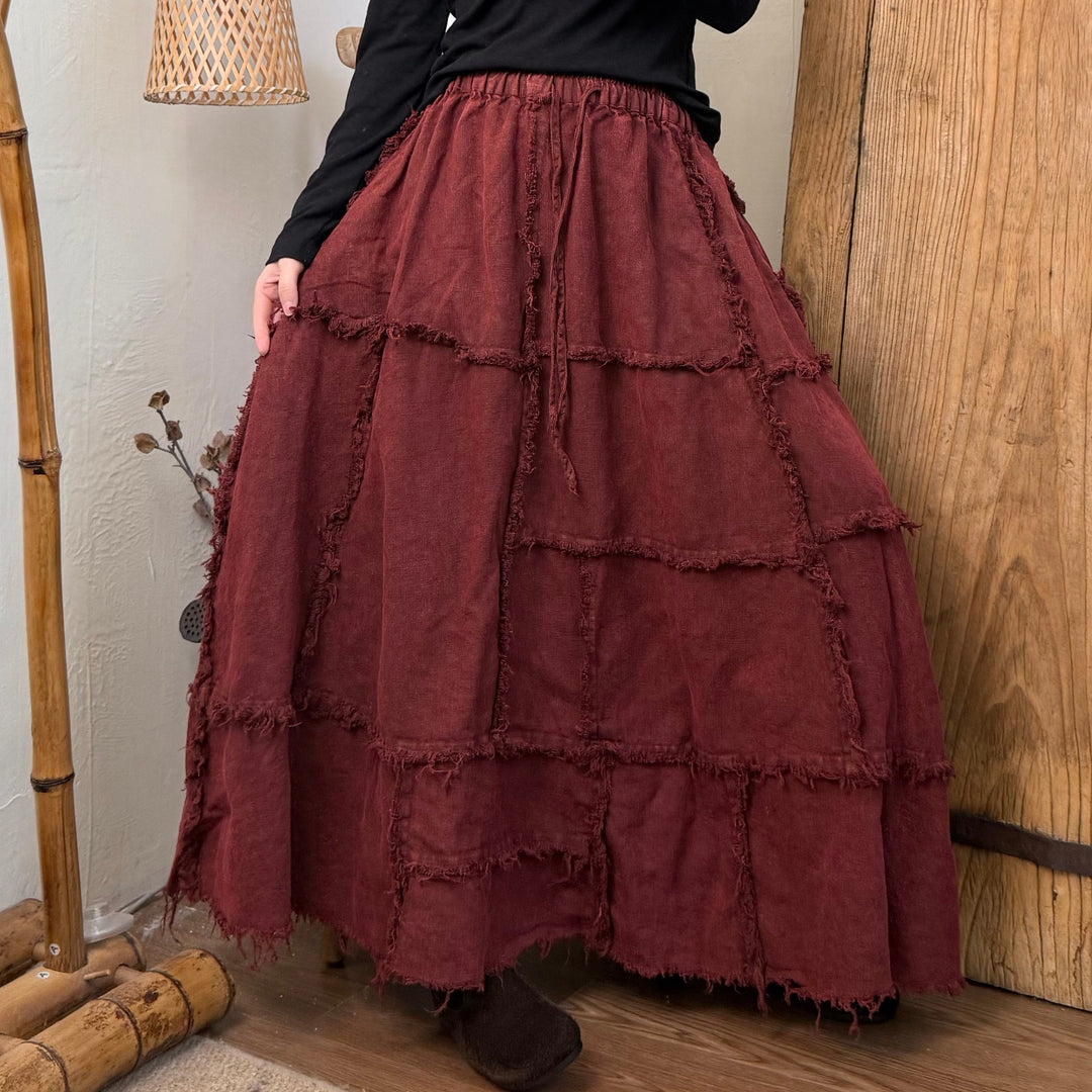 Festive Outfits Autumn Casual Linen A-Line Skirt for Women