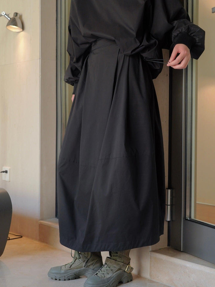 Elastic waist skirt with loose silhouette A-line skirt with pockets Thebesttailor