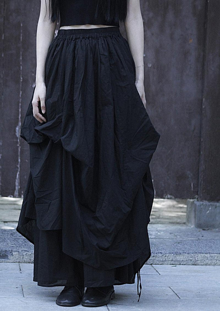 Women's Asymmetric Linen Gothic Maxi Skirt - Avantgarde A-line Long Party Skirt-Women's pants-Thebesttailor-Thebesttailor