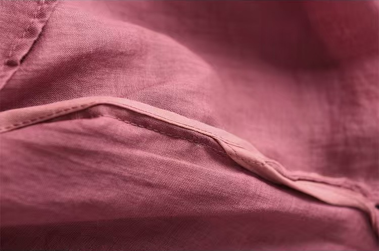 Loose Linen Shirt for Women with Half Sleeves and Lapel Collar