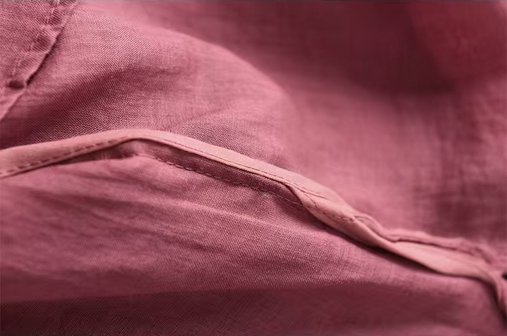 Loose Linen Shirt for Women with Half Sleeves and Lapel Collar