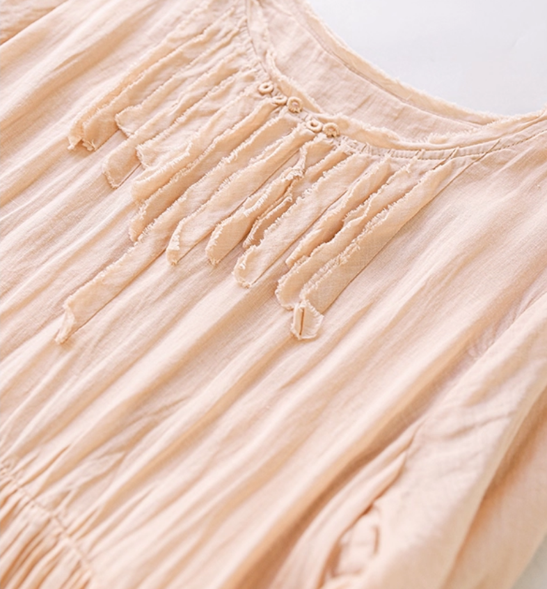Summer Casual Ramie A Line Half Sleeve Oversized Dress