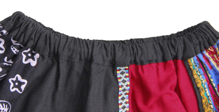 Cotton And Linen boho Elastic Waist Wide Sleeve Maxi Skirt