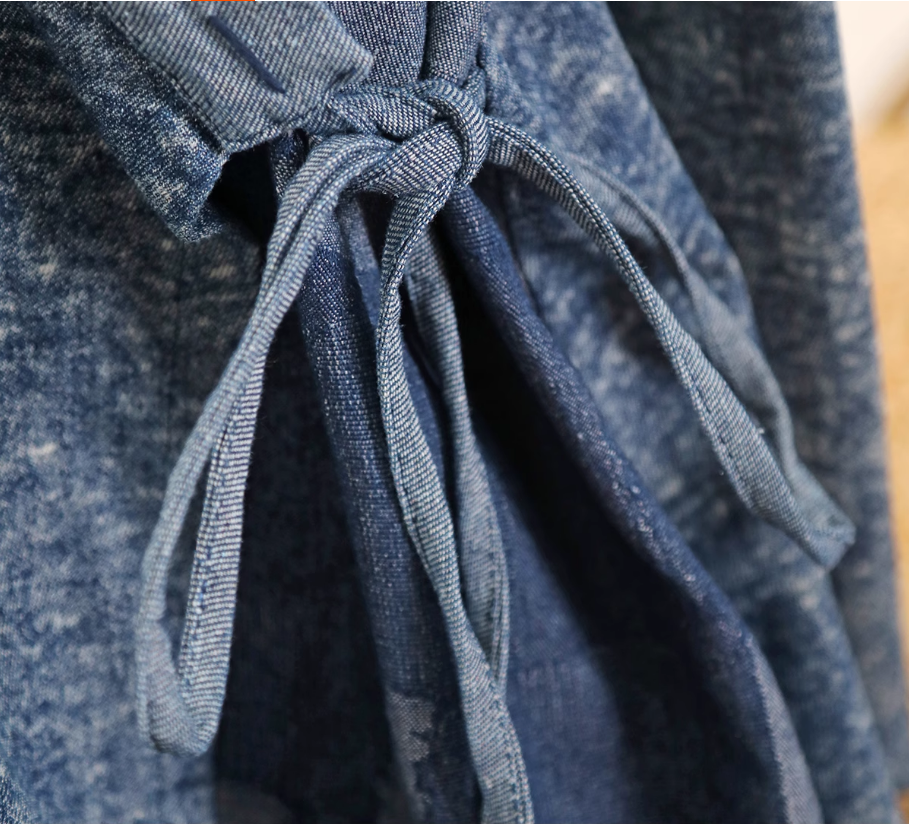 Autumn Indigo Dye Denim Cardigan With Printed Oversized by Thebesttailor